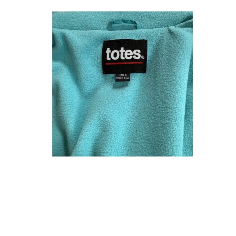 Totes Teal Zip Jacket Medium Removable Hood Lightweight - Picture 3 of 10